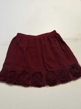 Twelve by Twelve Wine Red Rosette Hem Skater Skirt